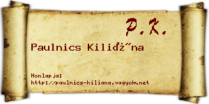 Paulnics Kiliána névjegykártya